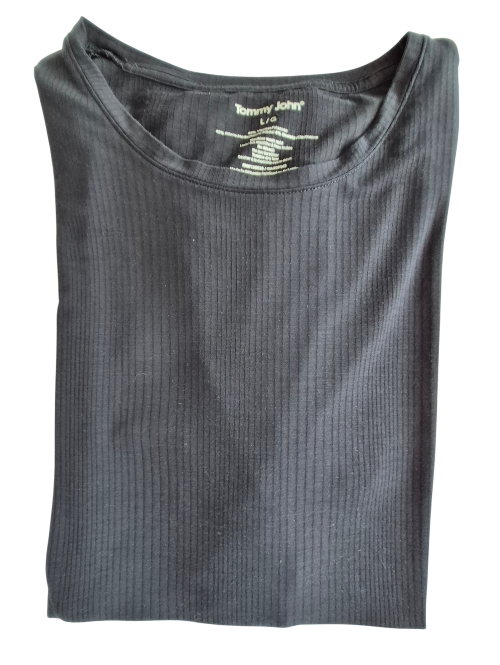 Tommy John Black Crew Neck T-Shirt, Lightweight, Size L